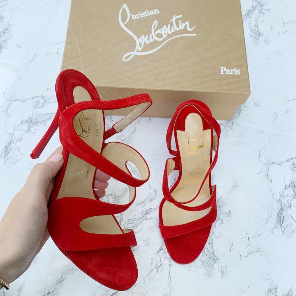Christian Louboutin Vavazou Red Suede Strappy Heel